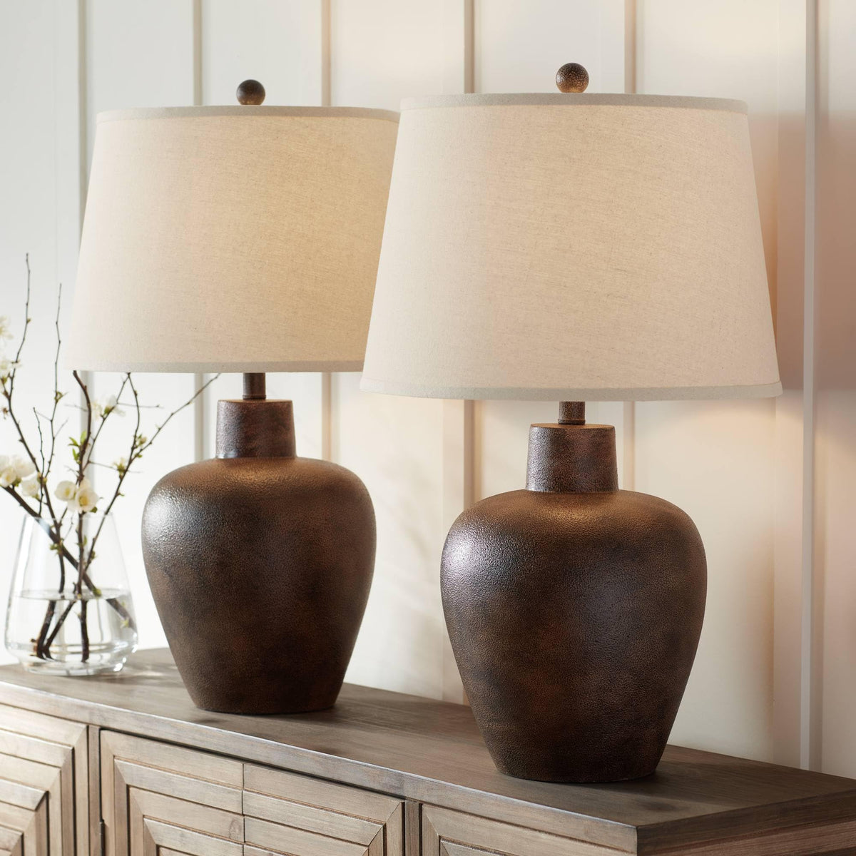Regency Hill Glenn Southwest Urn Table Lamps Set of 2