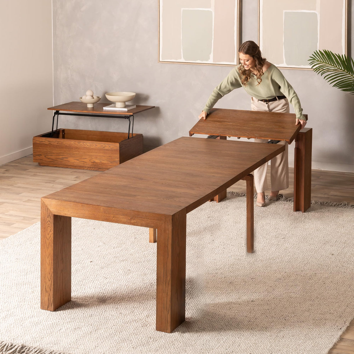 Solid Wood Extendable Dining Table for 2 to 12
