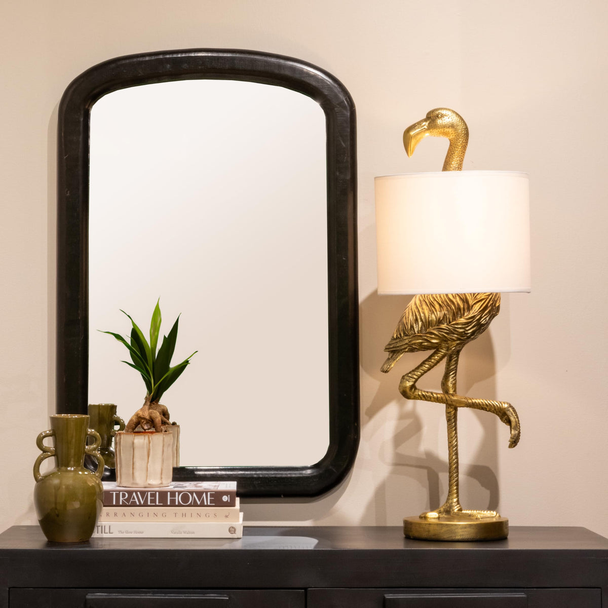 Flamingo Table Lamp – Gold & White Statement Design