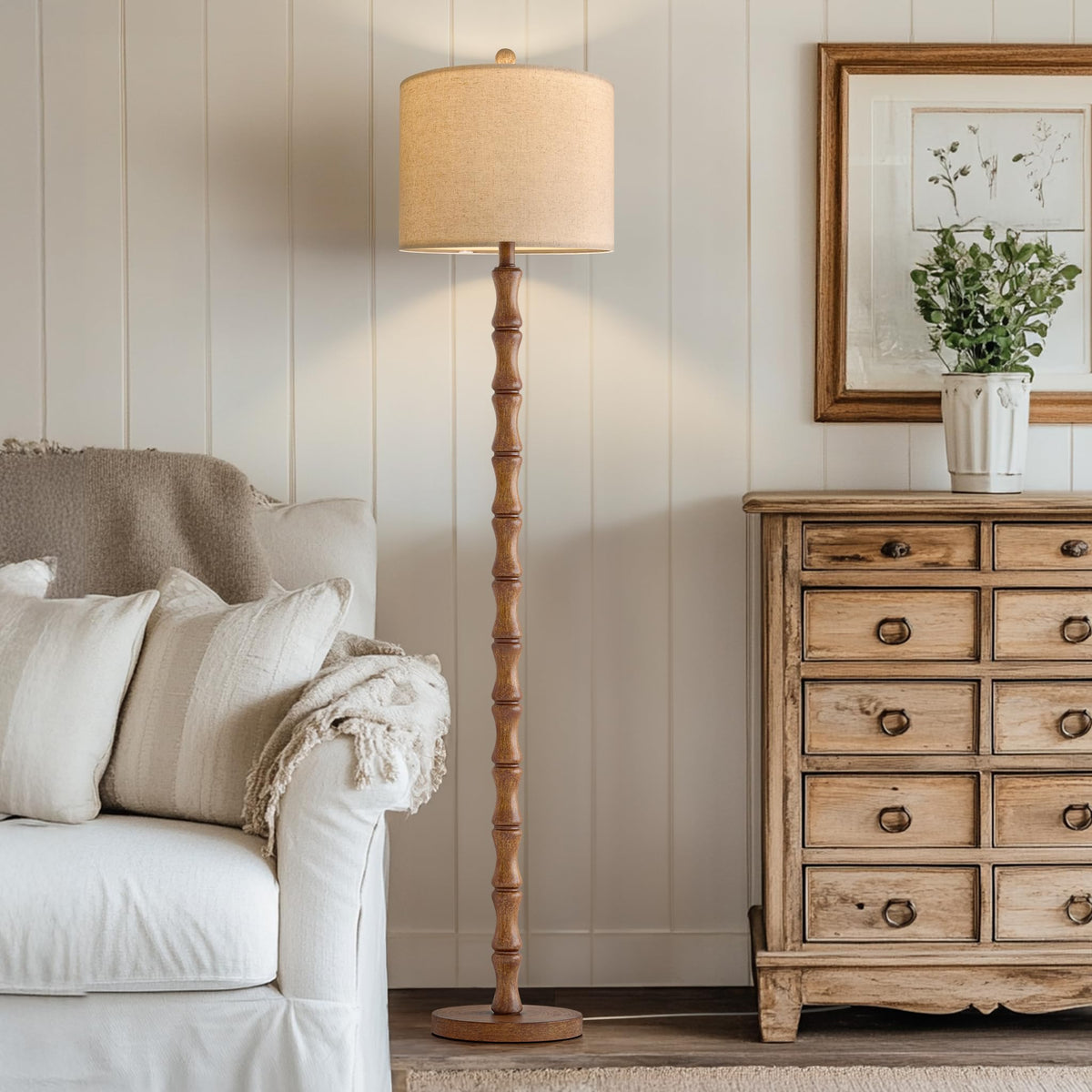 62 Inch Farmhouse Floor Lamp with Rustic Design