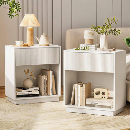 Fluted Nightstands – Modern Storage Set of 2