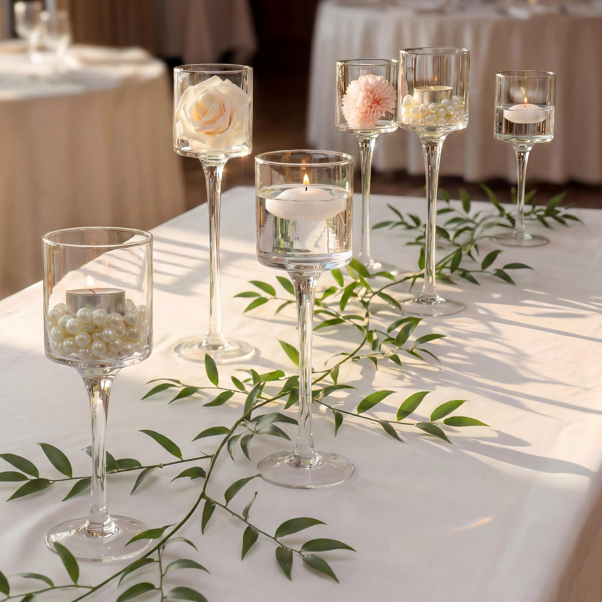 Glass Tealight Candle Holders – Tall Set of 3
