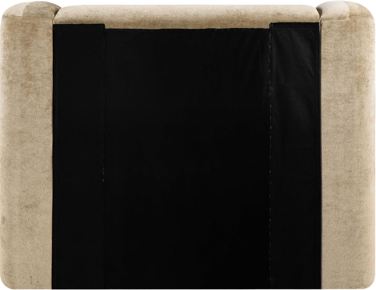 Beige Chenille Full Bed – Modern Upholstered Frame