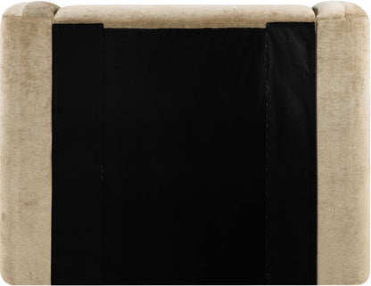 Beige Chenille Full Bed – Modern Upholstered Frame