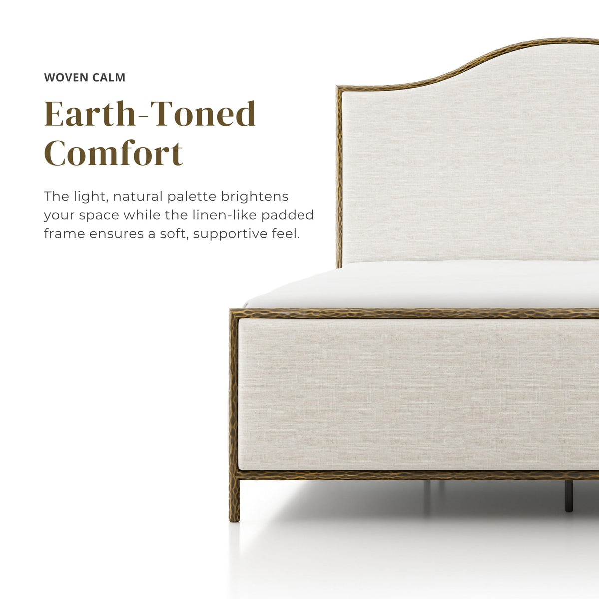 Metal Upholstered Bed – Hammered Steel Frame