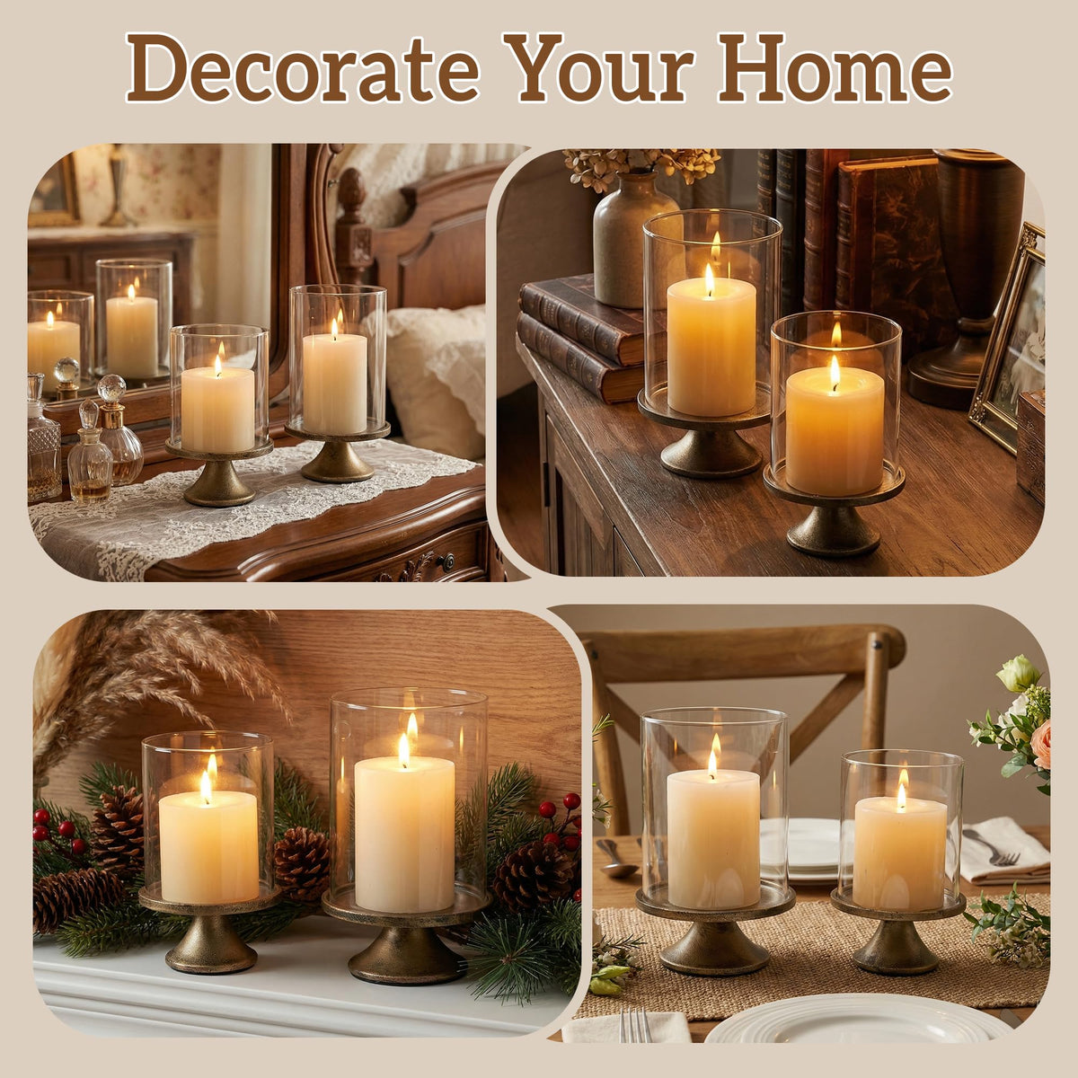 Modern Pillar Candle Holders – Decorative Set