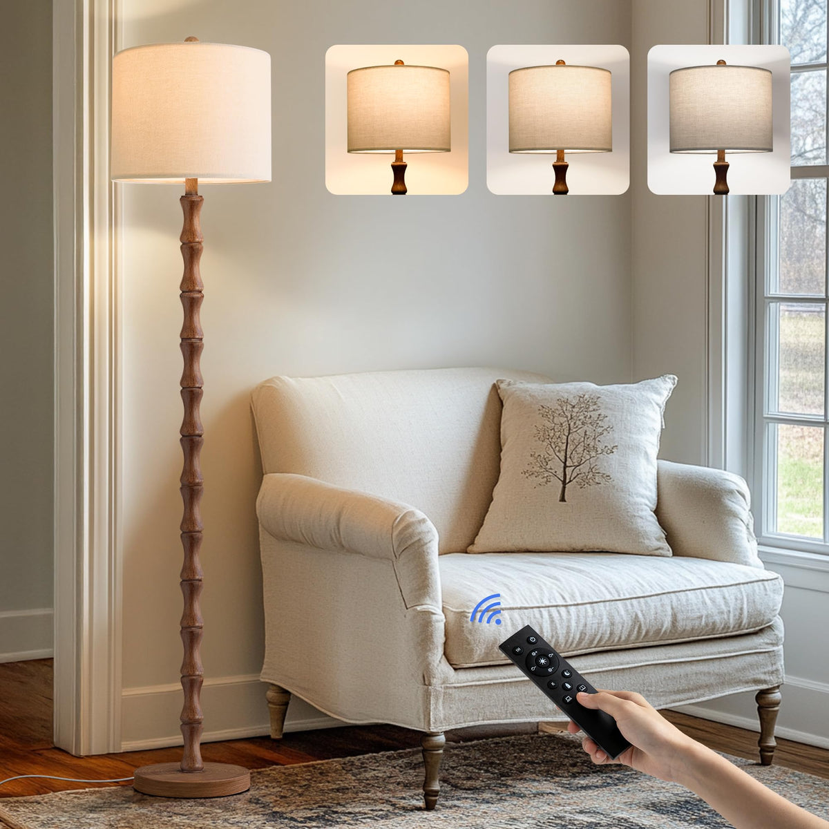 62 Inch Farmhouse Floor Lamp with Rustic Design