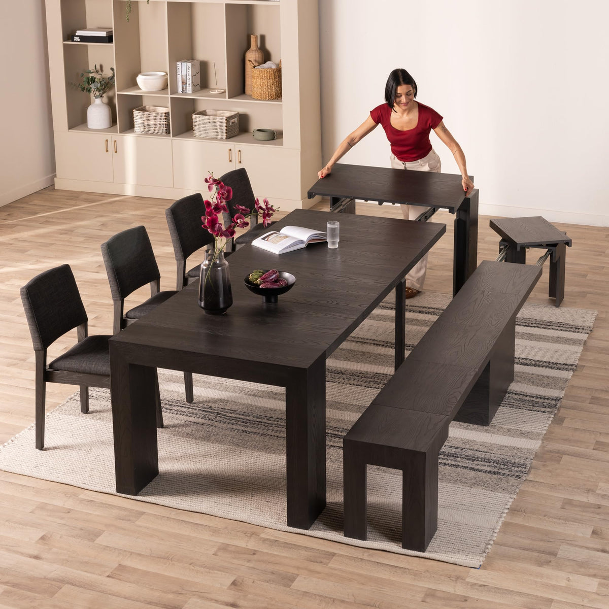 Solid Wood Extendable Dining Table for 2 to 12
