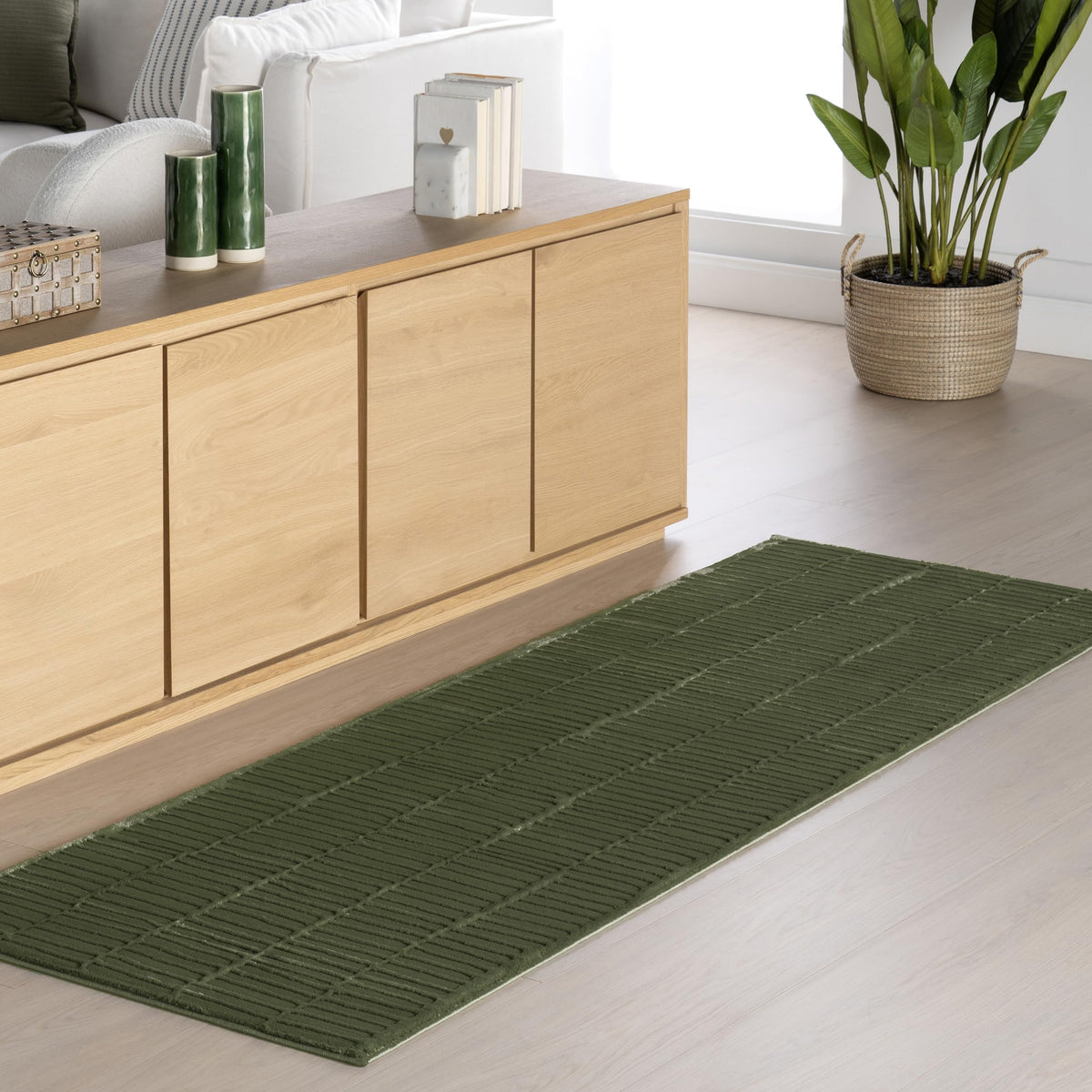 Plaid Jute Area Rug with Natural Woven Texture