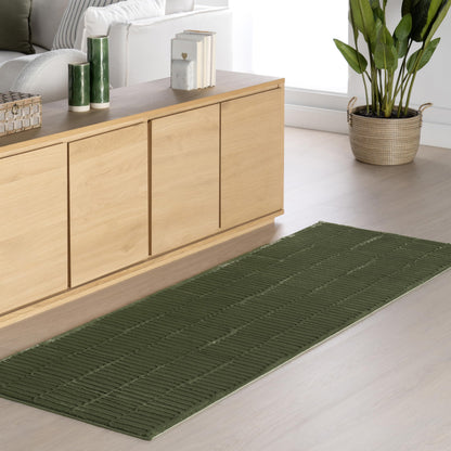 Plaid Jute Area Rug with Natural Woven Texture