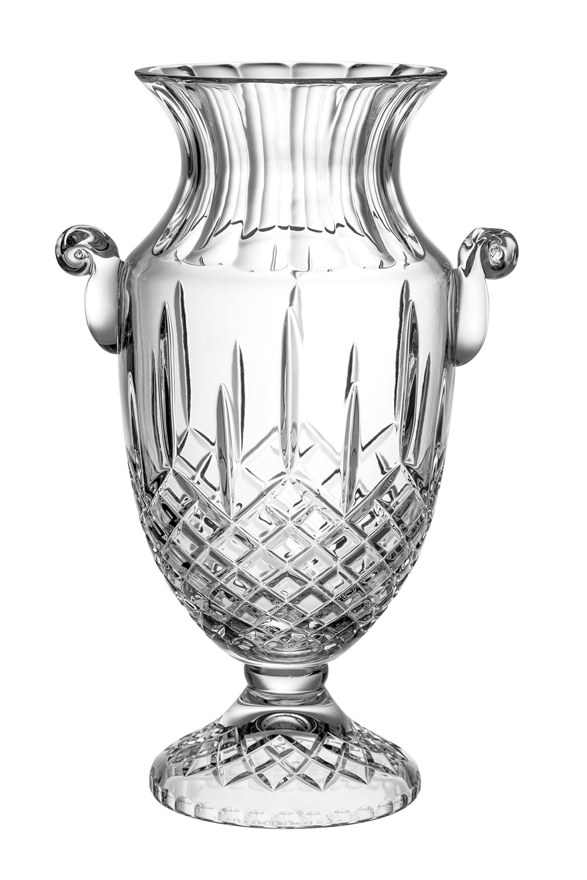 Hand-Cut Glass Footed Vase – 16" European Design