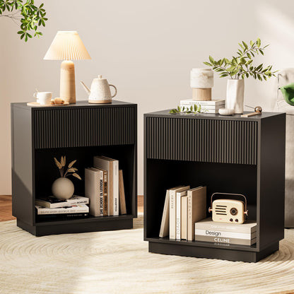 Fluted Nightstands – Modern Storage Set of 2