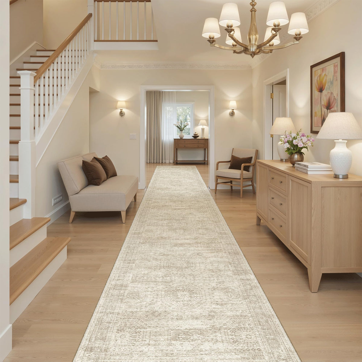 Washable Area Rug with Non Slip Backing