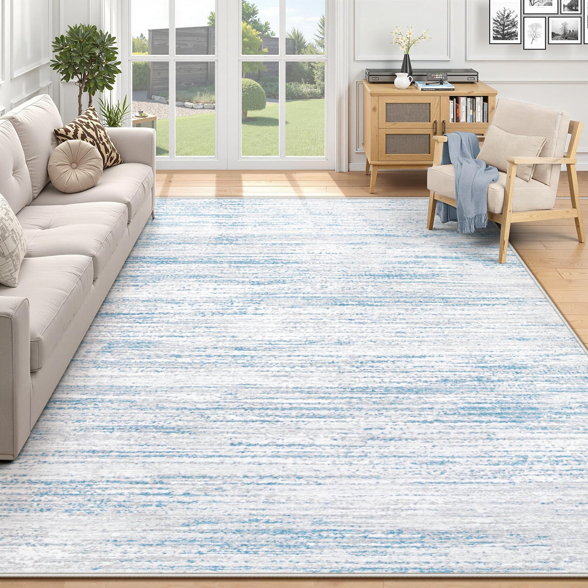 Washable Area Rug with Modern Printed Design