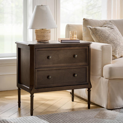 Solid Wood End Table with Charging Station