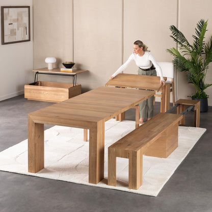 Solid Wood Extendable Dining Table for 2 to 12
