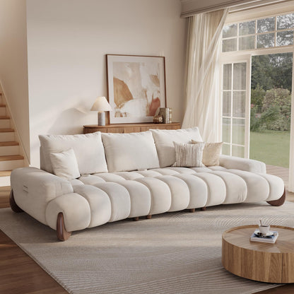 85" Curved Velvet Sofa – Oversized Modern Design