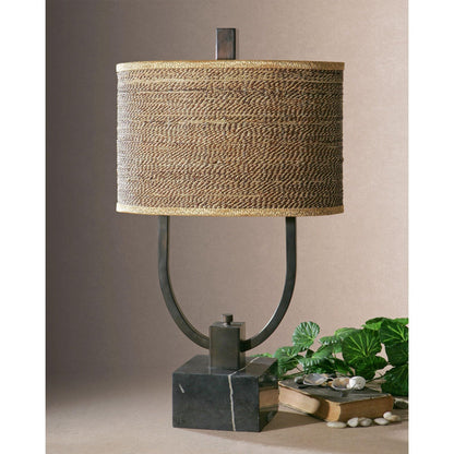 Two Light Metal Table Lamp with Sculptural Design