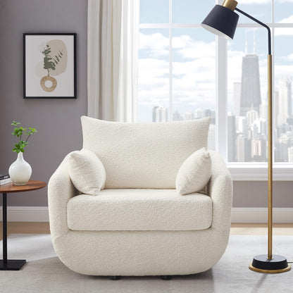 Oversized Swivel Accent Chair – Soft Bouclé Design