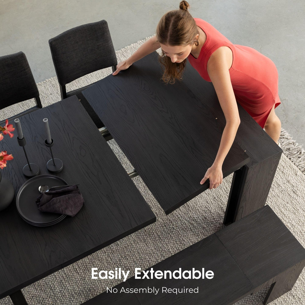 Solid Wood Extendable Dining Table for 2 to 12