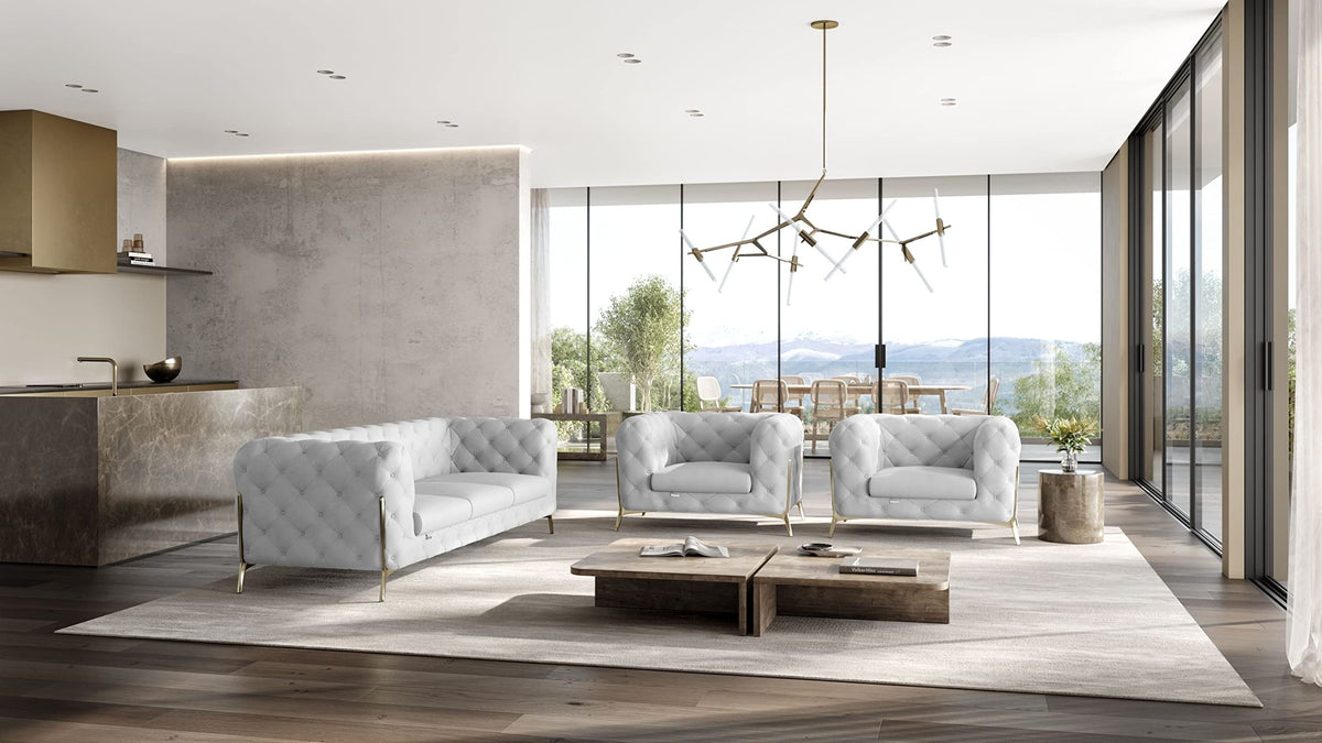 Italian Leather Sofa – Modern Tufted Design