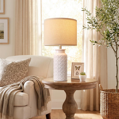 22 Inch White Ceramic Bedside Lamps Set of 2