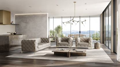 Italian Leather Sofa – Modern Tufted Design