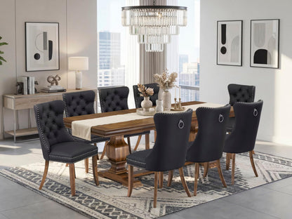Dining Table Set with Light Beige Fabric Chairs