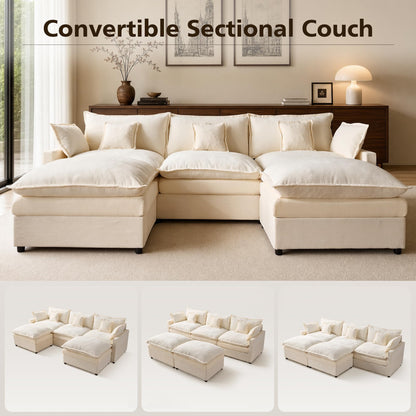 108" Modular Cloud Sectional Sofa with Ottoman