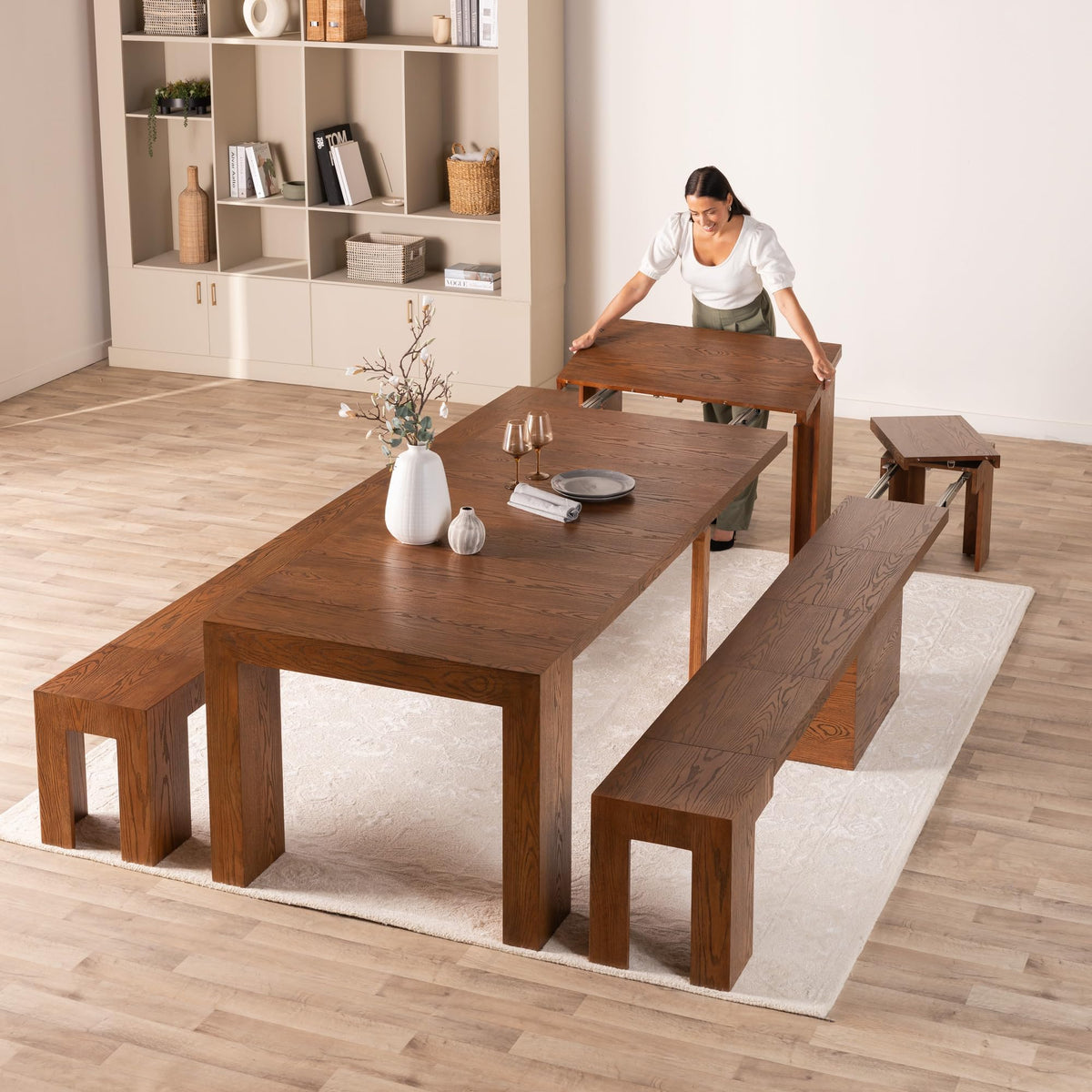 Solid Wood Extendable Dining Table for 2 to 12