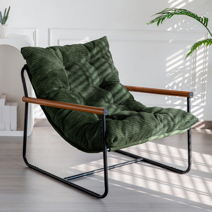Modern Accent Chair – Cushioned Metal Frame Design