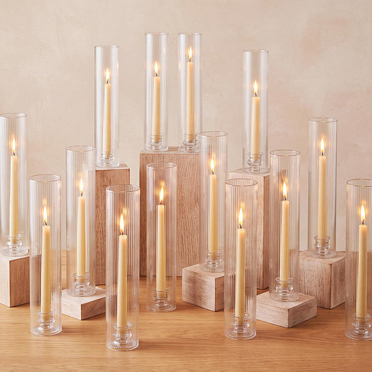 Glass Hurricane Candle Holders – 11.8" Set of 24