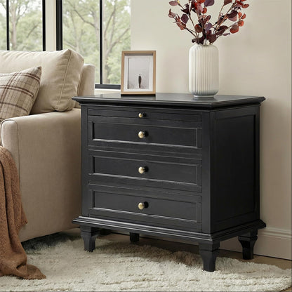 Farmhouse End Table with 3 Drawers and Charging