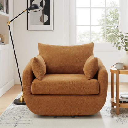 Oversized Swivel Accent Chair – Soft Bouclé Design