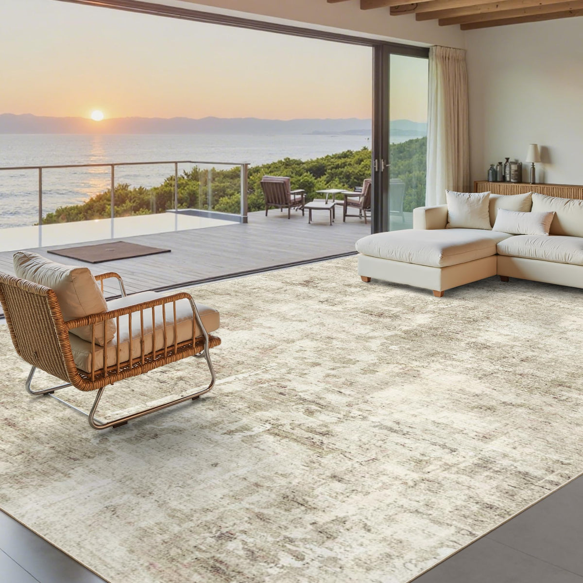 Washable Area Rug with Non Slip Backing