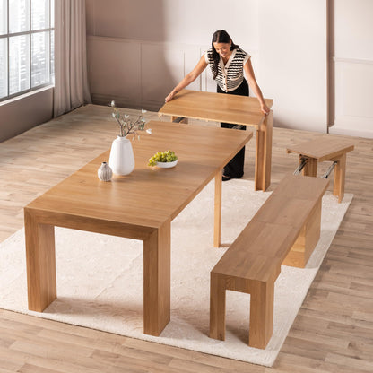 Solid Wood Extendable Dining Table for 2 to 12