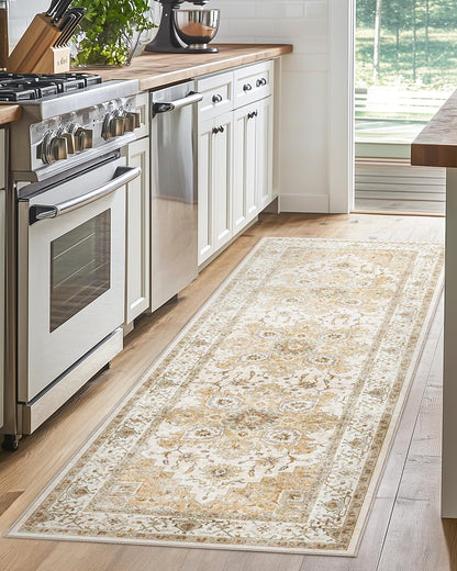 Washable Area Rug with Vintage Low Profile Design