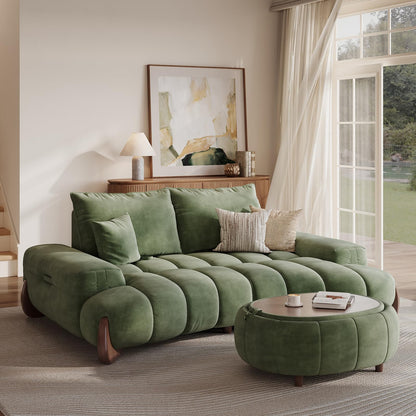 85" Curved Velvet Sofa – Oversized Modern Design
