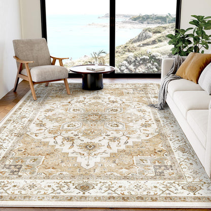 Washable Area Rug with Vintage Low Profile Design