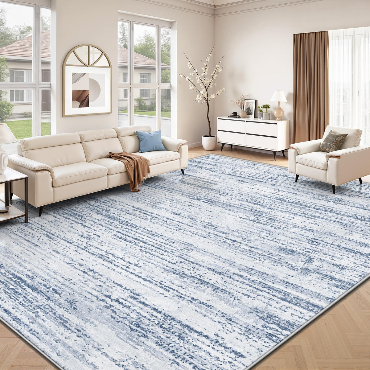 Washable Area Rug with Modern Printed Design