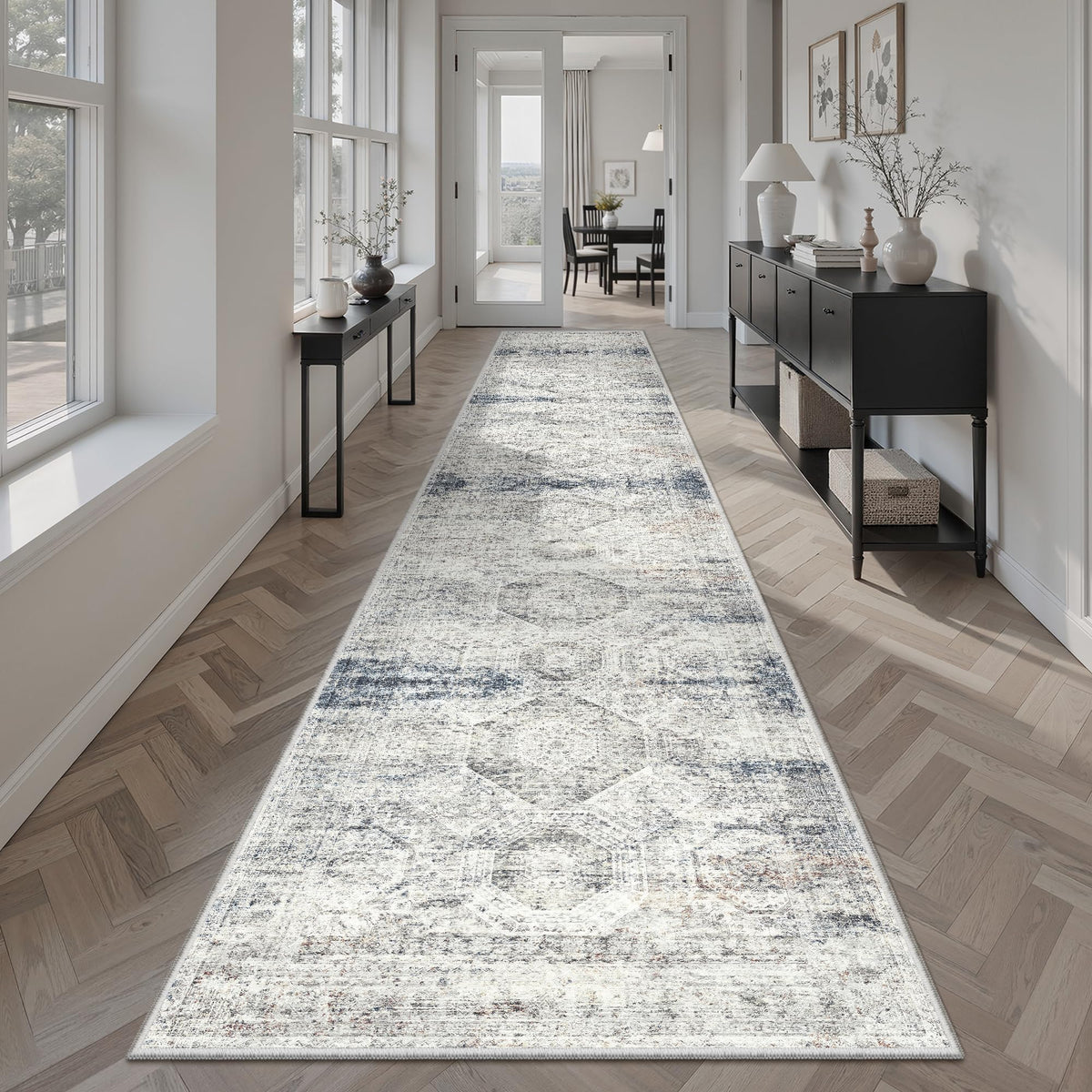 Washable Area Rug with Non Slip Backing