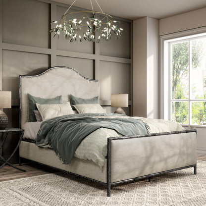 Metal Upholstered Bed – Hammered Steel Frame