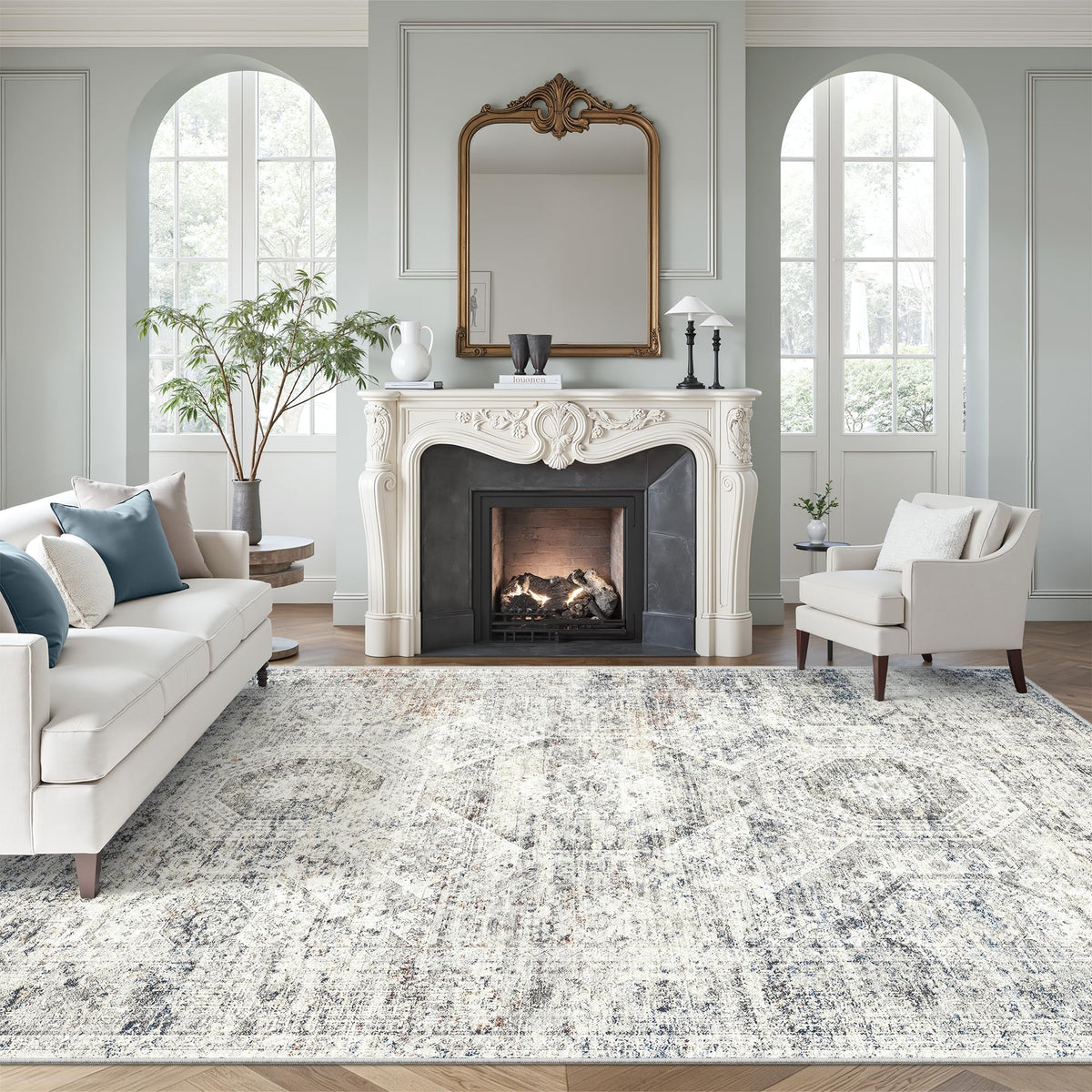 Washable Area Rug with Non Slip Backing