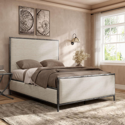 Metal Upholstered Bed – Hammered Steel Frame