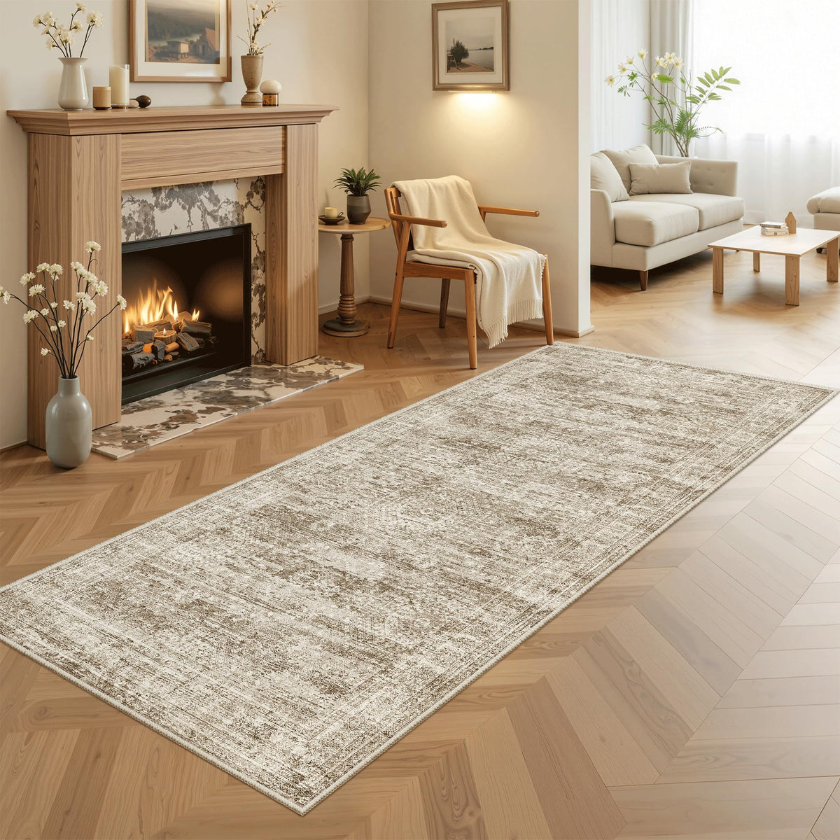 Washable Area Rug with Non Slip Backing