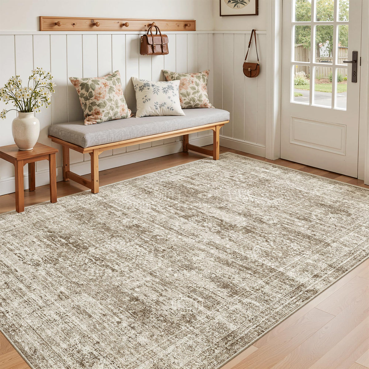 Washable Area Rug with Non Slip Backing
