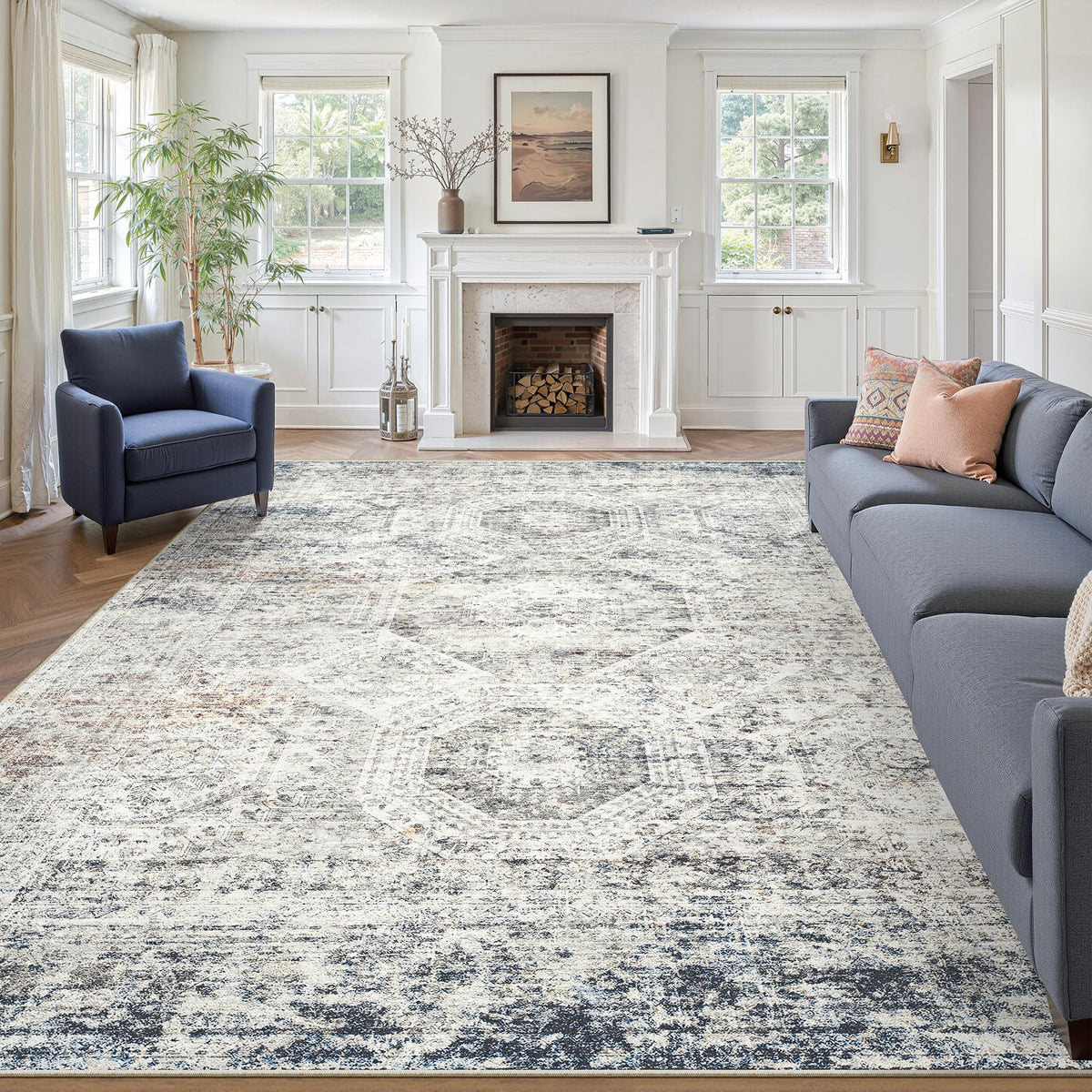 Washable Area Rug with Non Slip Backing