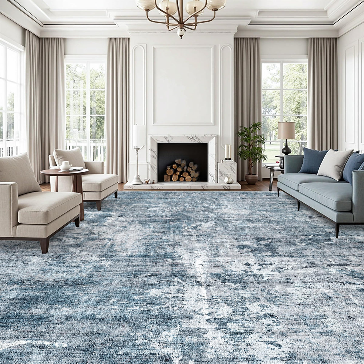 Washable Area Rug with Non Slip Backing