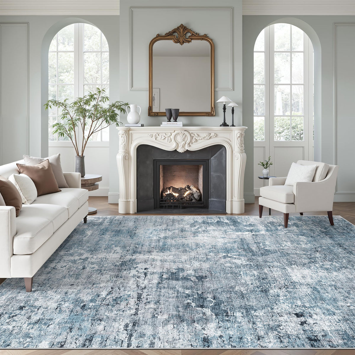 Washable Area Rug with Non Slip Backing