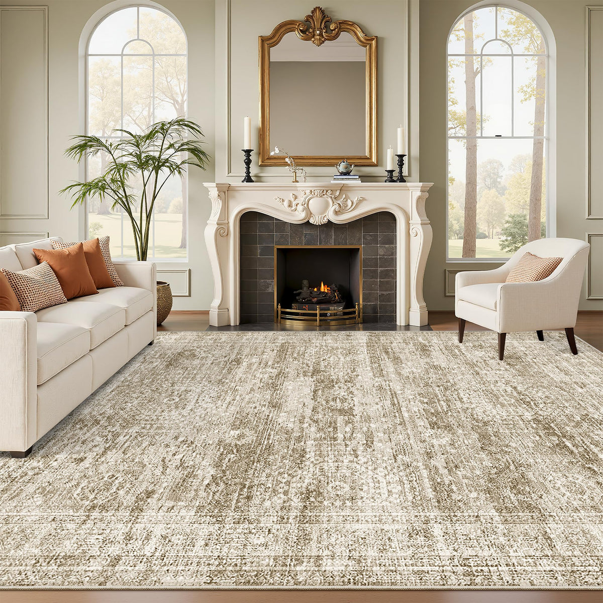 Washable Area Rug with Non Slip Backing
